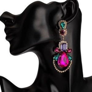 Fashion Multi-color Water Drops Shape Earrings